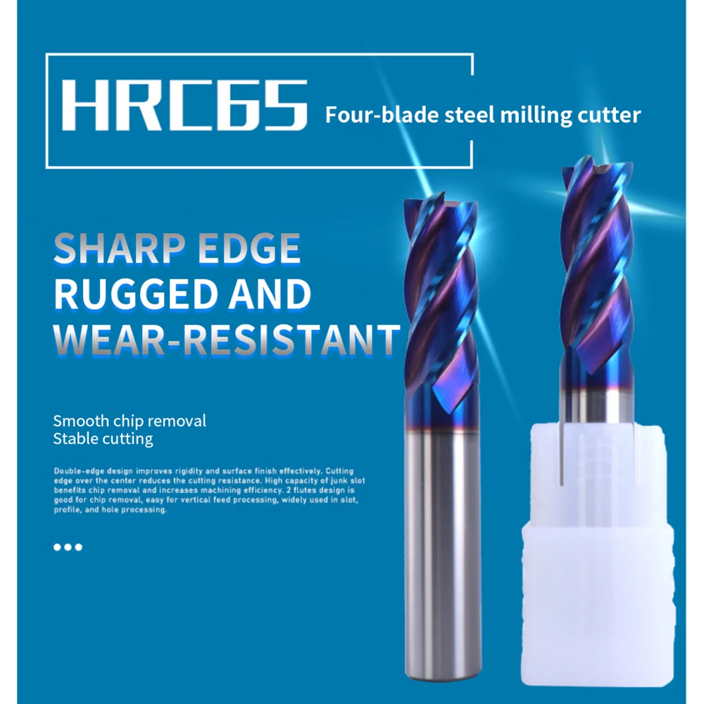 

Four-edge Coated Milling Cutter Solid Carbide Four-blade Coated End Milling Cutter 65-degree 4-edge