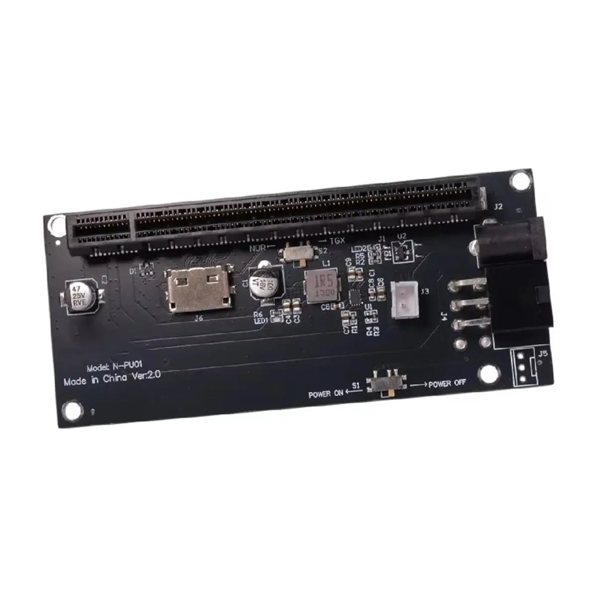 Фото Адаптер-карта SWXF Oculink SFF-8612 для слотов PCIe X4 X16 с питанием GPU DC 12V для материнских плат ПК и видеокарт №2
