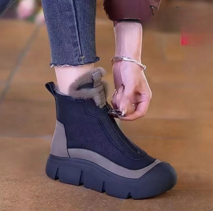 Зимние новые модные Полуботинки на платформе женская обувь стильные хлопковые