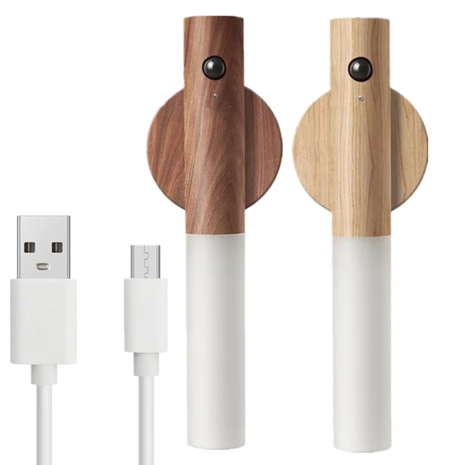 

LED USB Night Light Wood Wireless Magnetic Stair Light Corridor Light Wall Lamp Light Home Bedroom Table Lamp 무드등 Gift Light