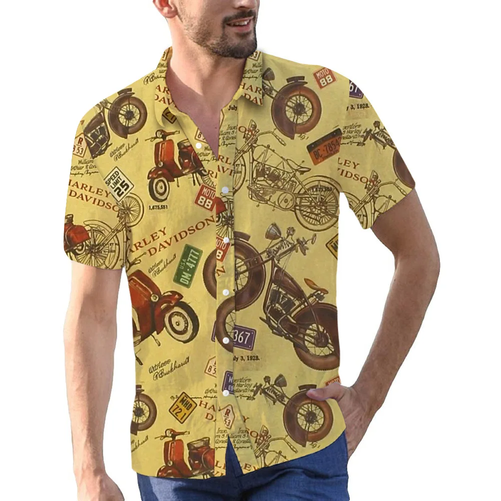 

men's digital printing motorcycle wind independent station for men's daily Top