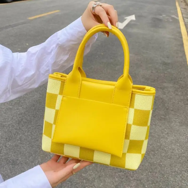 

Fashion Candy Color Tote Women's Checkerboard Shoulder Crossbody Bags for Women 2021 New Luxury Handbags Y2k Top-Handle Bag Ins