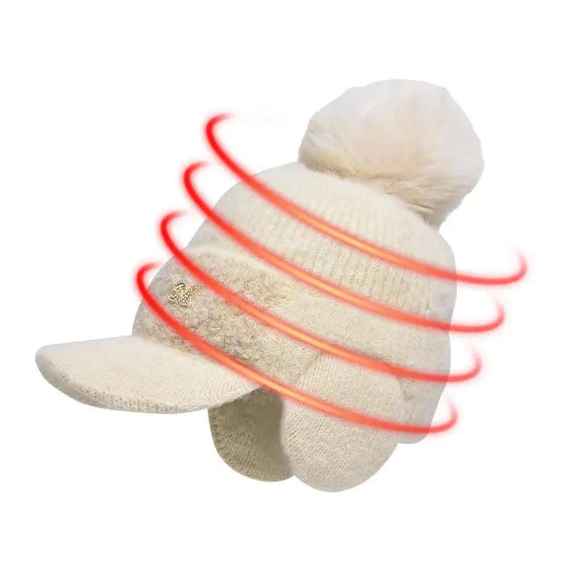 

Knitted Winter Hat Fleece Lined Baseball Hat Walking Running Hiking Skating Wearing Hats For Women Sweet Gift For Girls