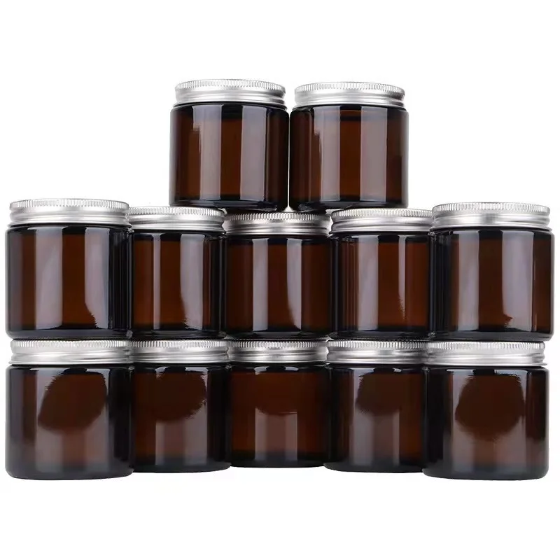 

10pcs Brown Candle Cup with Aluminum Cap Self Made Fragrant Wax Tea Colored Glass Candle Cup Diy Brown Glass Candle Jar