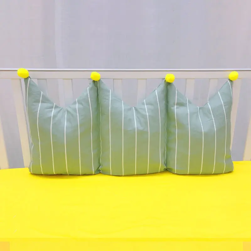

High Quality Baby Bed Fence Pad Cotton Crib Bumper Baby Head Crash Protect Bumper Solid Color Four Seasons Newborn Bed Surround