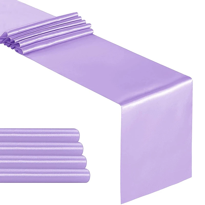 

Pack of 5 Satin Table Runner 12 x 108 Inch Long,Lavender Table Runners for Wedding,Birthday Parties,Banquets Decorations