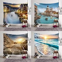 panoramic wallpaper tapestry landscape pink beach towel wall hanging living room rugs mat pareo home decor fairycore curtains