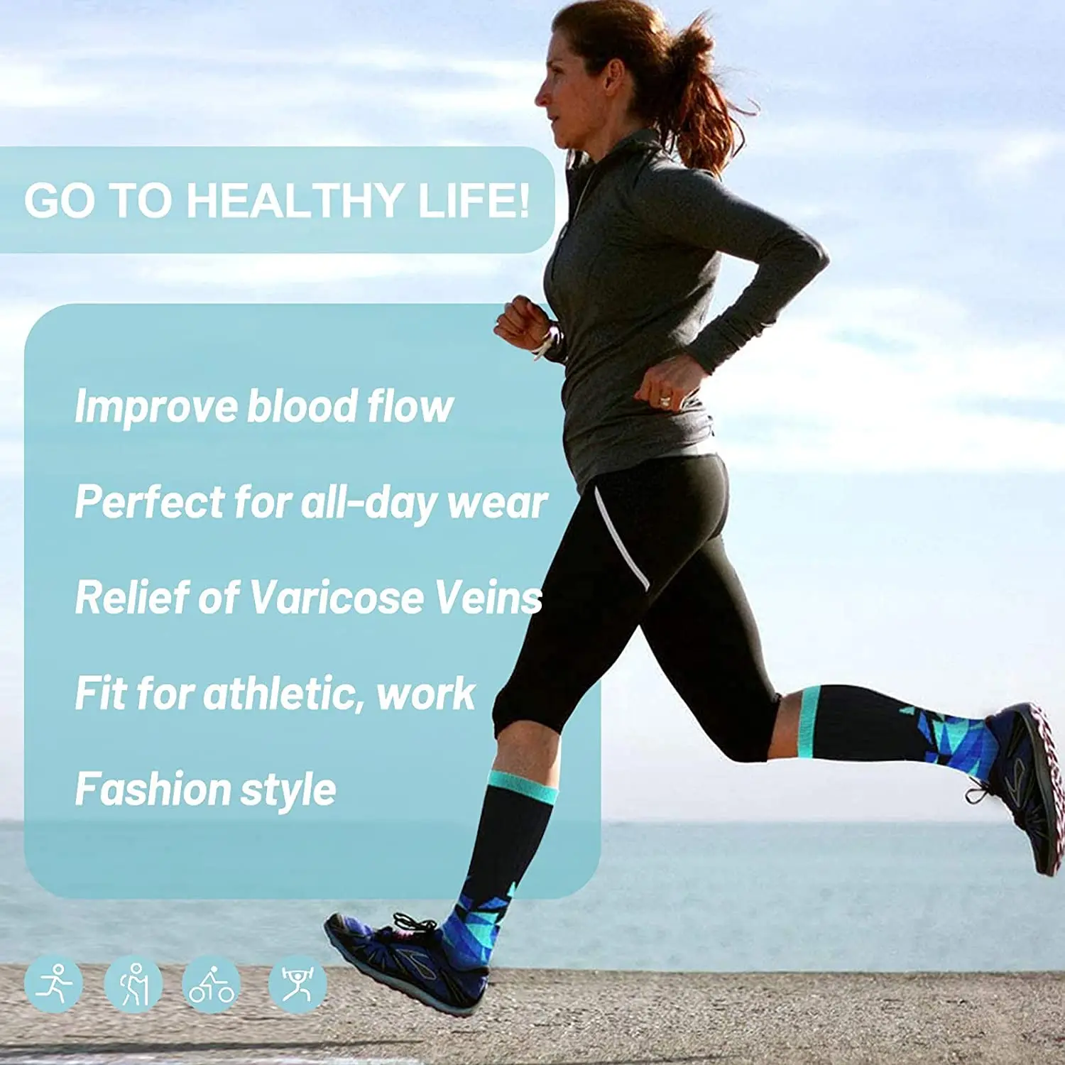 CAMPSNAIL 4PCS Compression Socks Athletic Men Women Best Graduated Breathable Nursing Socks Fit for Running Hiking Flight Travel