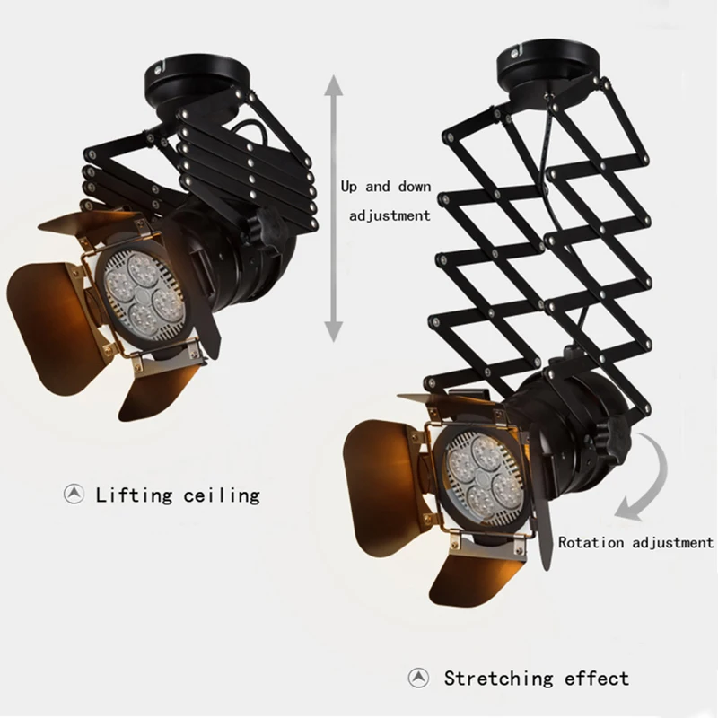 Купить Растяжимая окрашенная рельсовая лампа с цоколем E27, светодиодный потолочный светильник В индустриальном стиле для акцента, настенное худож...