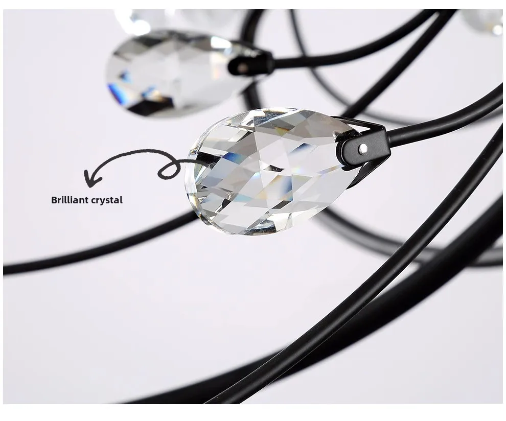 Ретро Черная Железная Люстра Американский Стиль Сельский K9 Художественная