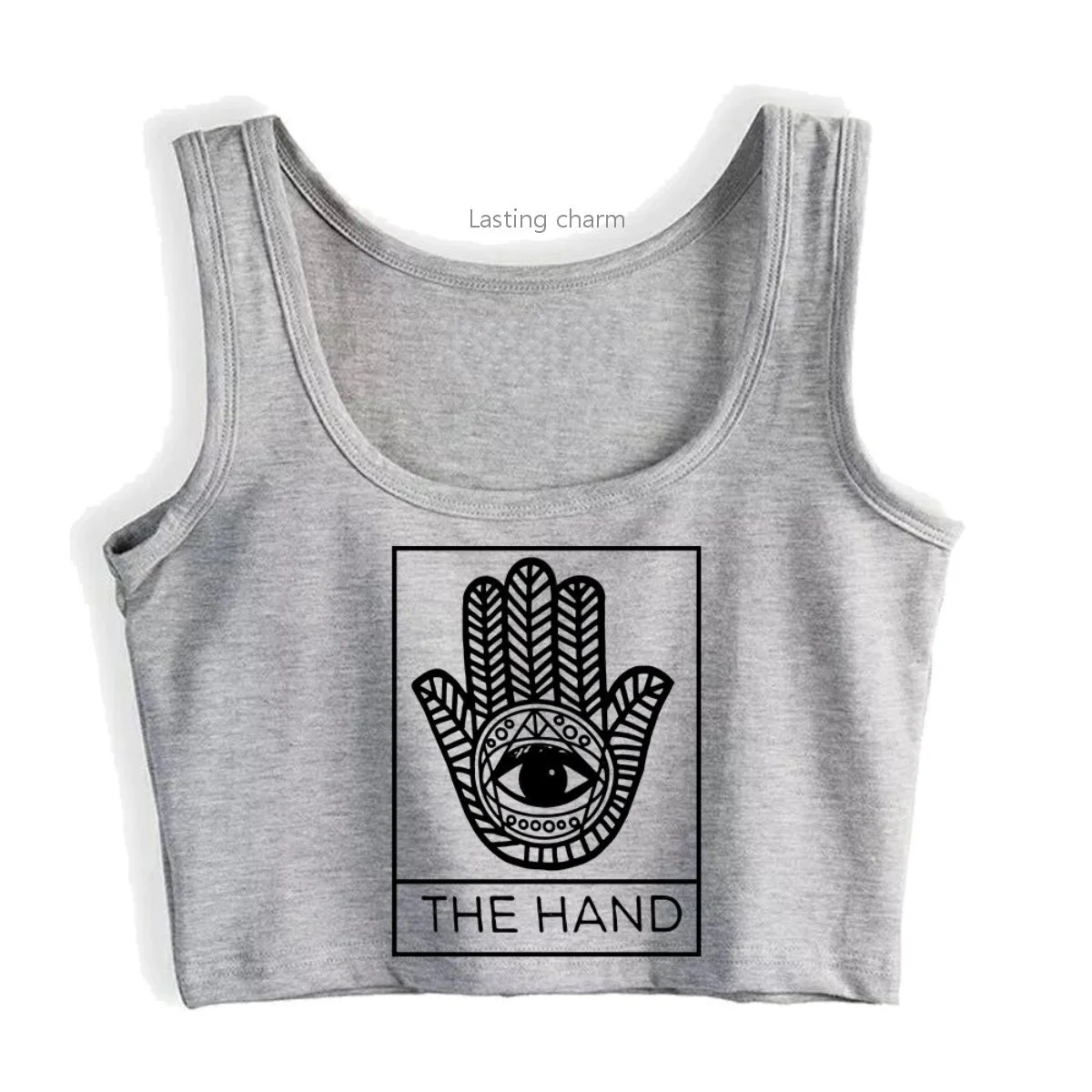 

Débardeur col ras du cou pour femme, haut court, mode Hippie, Design graphique, été