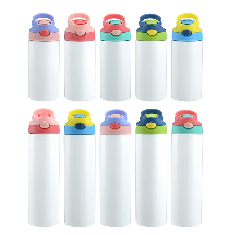 12oz Sublimation Straight Sippy Cup Flip Top Kids Bottle Sta