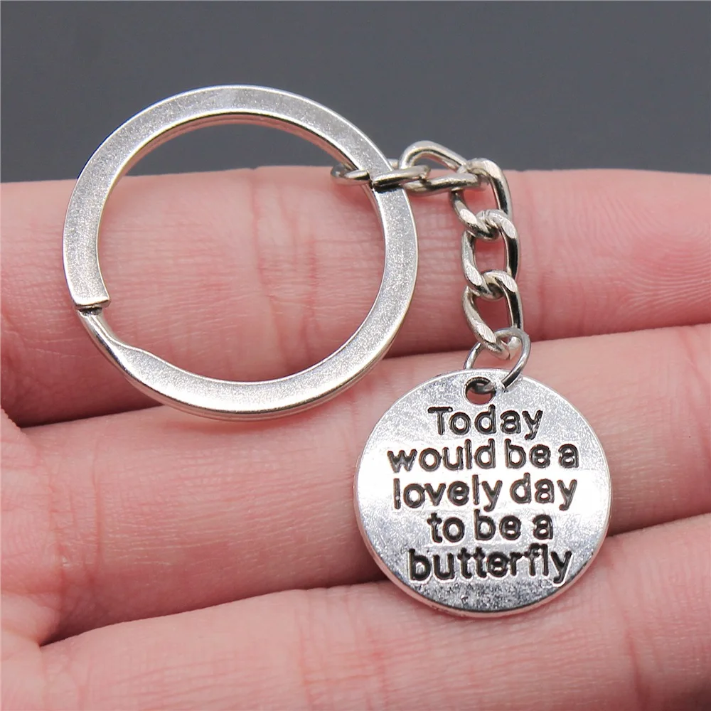 

Сувениры, подарок, мужской брелок, 2 цвета, 20 мм, сегодня будет прекрасным днем, чтобы быть бабочкой, брелок с подвеской