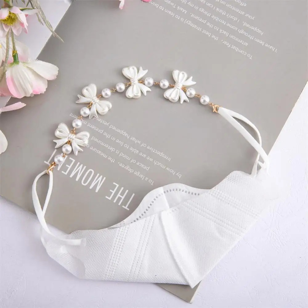 

Pearl Anti-lost Mask Hanging Rope Bowknot Glasses Chain Fashion Metal Duble Buckles Cute Lanyard Bracelets