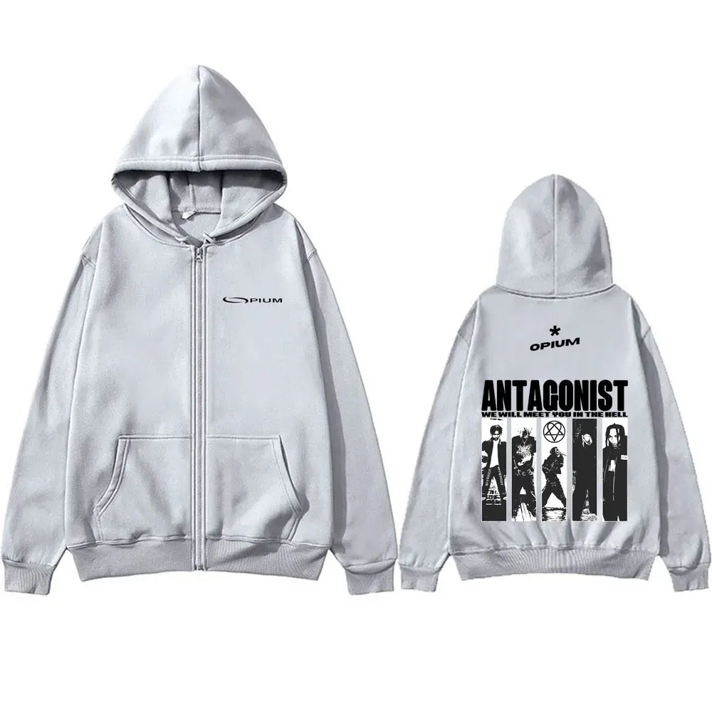 Худи мужское на молнии в стиле хип-хоп оверсайз