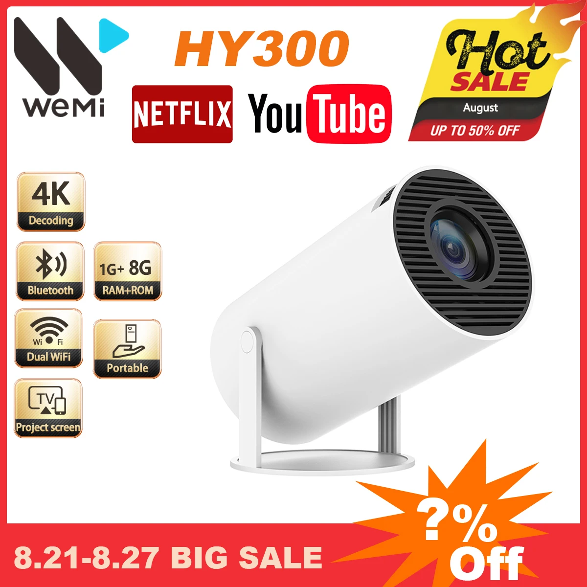 WEMI HY300 4K проектор LCD 1080P Full HD портативный мини-проектор для домашнего кинотеатра уличный кинотеатр