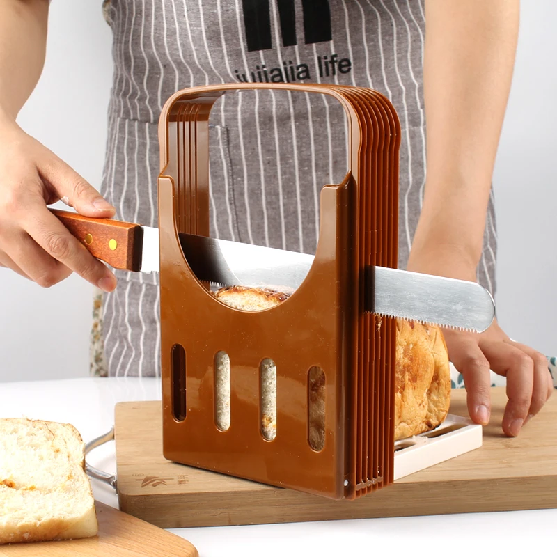 

Toast Bread Slicer Stand Foldable Bread Cutting Tool Plastic Sandwich Cutter Mold Loaf Cutter Rack Baking Tool Kitchen Gadgets