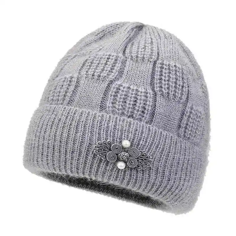 Winter Middle-Aged and Elderly 50-Year-Old Mother Hat Old Lady Warm Grandma Knitted Wool All-Matching Western Sle Toque