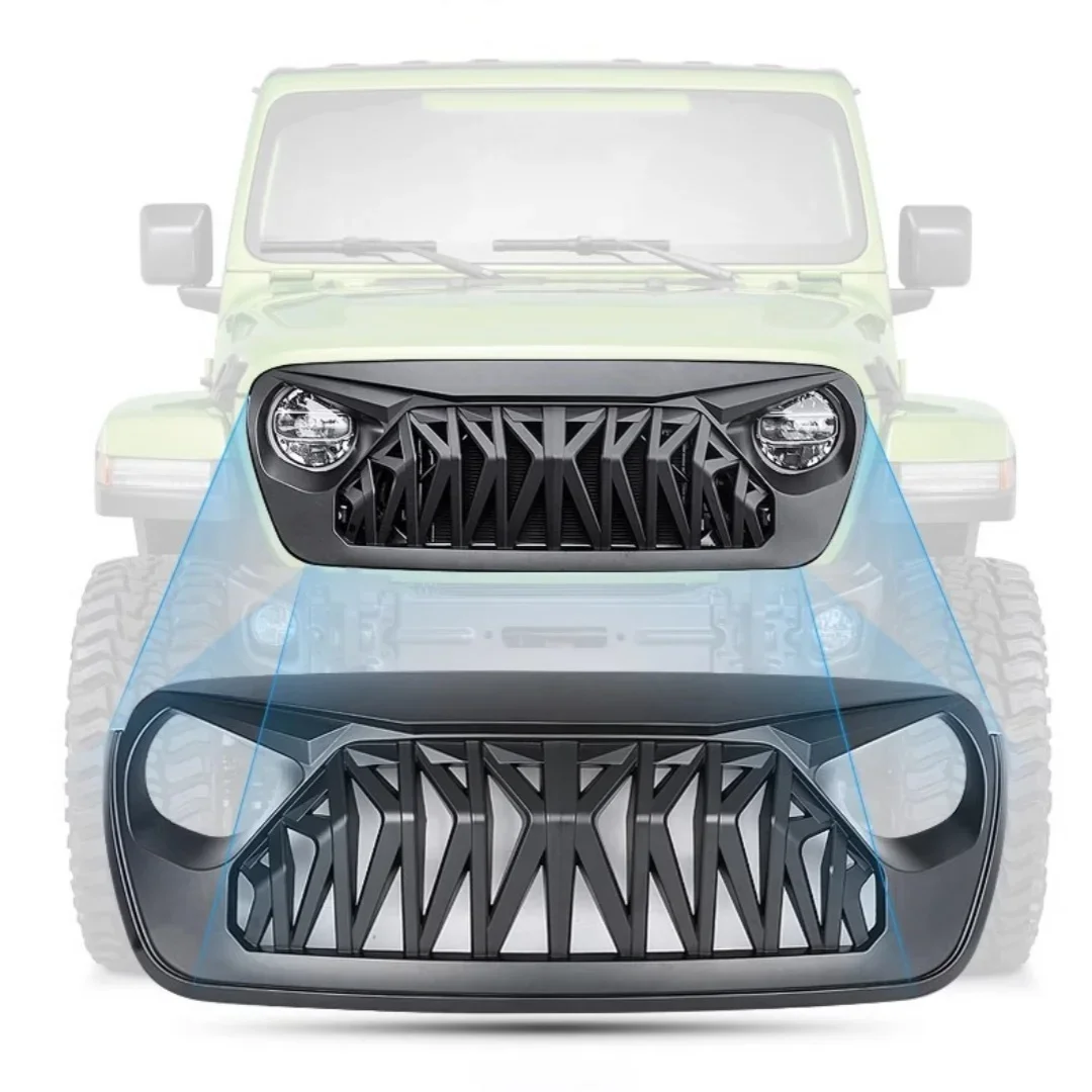 Светодиодная решетка радиатора для Jeep Wrangler JL Renegade 1-го поколения 07-23, модифицированная, с подсветкой, передний бампер, сетка, комплект для тюнинга, автомобильные аксессуары (art.: 3920dbd3569eb) - 3920dbd3569eb
