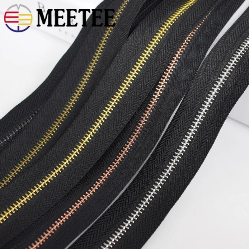 

Meetee 2/4Meters 3# 5# Metal Coded Zippers for Sewing DIY Zip Repair Clothes Coil Zipper Sports Coat Bag Garment Zips Accessory