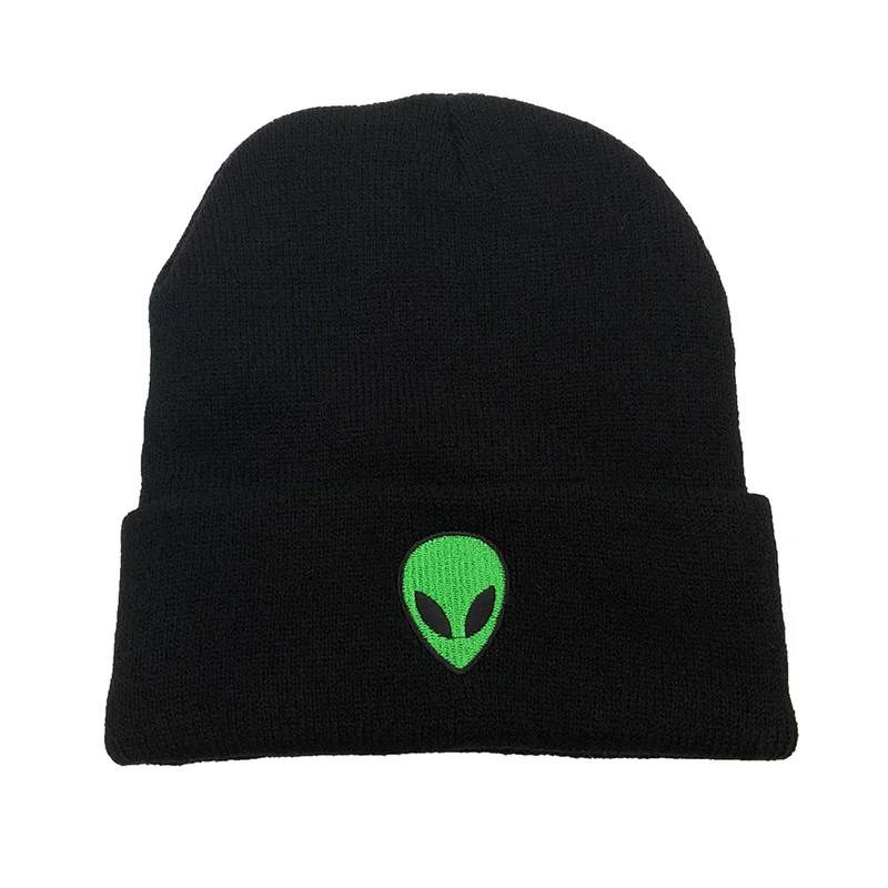 

Fashion Winter Beanie Knitted Hat Embroidery Alien Skull Warm Hats Adjustable Breathable Gift for Women Men Kids