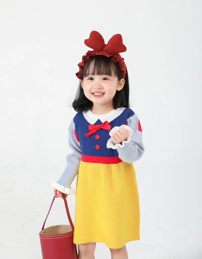 

2022 Summer Spring New Children's Clothing Baby Girl Knitted Sweater Dress Snow Pullover Princess Dress Toddler Kids Girls