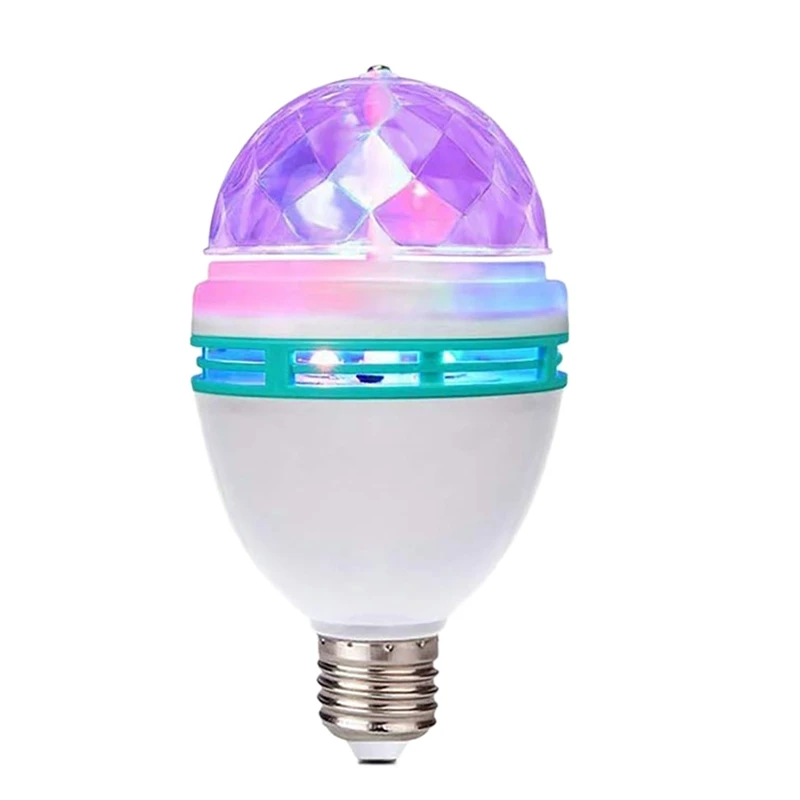 

Вращающаяся Светодиодная лампа E27, праздничный стробоскоп с разноцветными кристаллами для дискотек, вечеринок, дней рождения