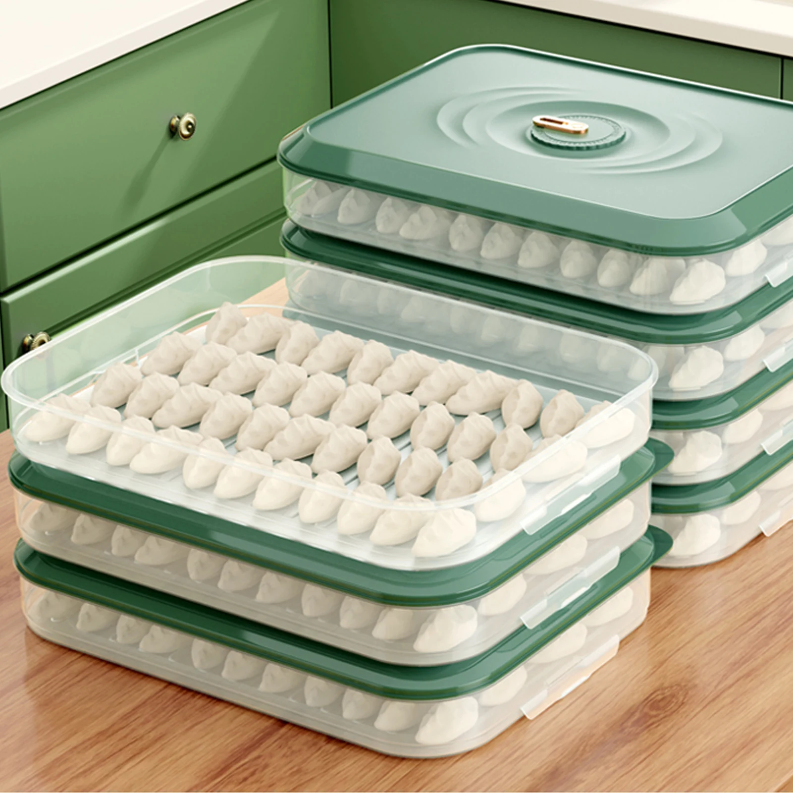 

Frozen Food Storage Containers Stackable Refrigerator Organizer Keeper With Lids Large Capacity Fridge Crisper Dumpling Box