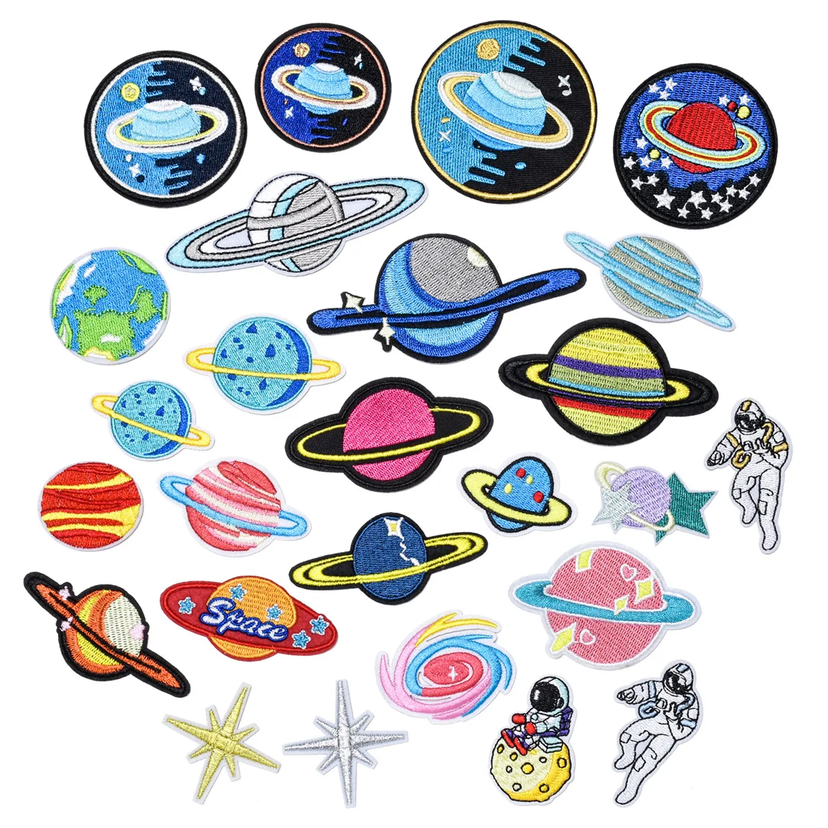 

26Pcs Space Astronauts Ironing Embroidery Patch For Sew on DIY Children Clothing Jackets Sticker Appliques T Shirt hat Badge