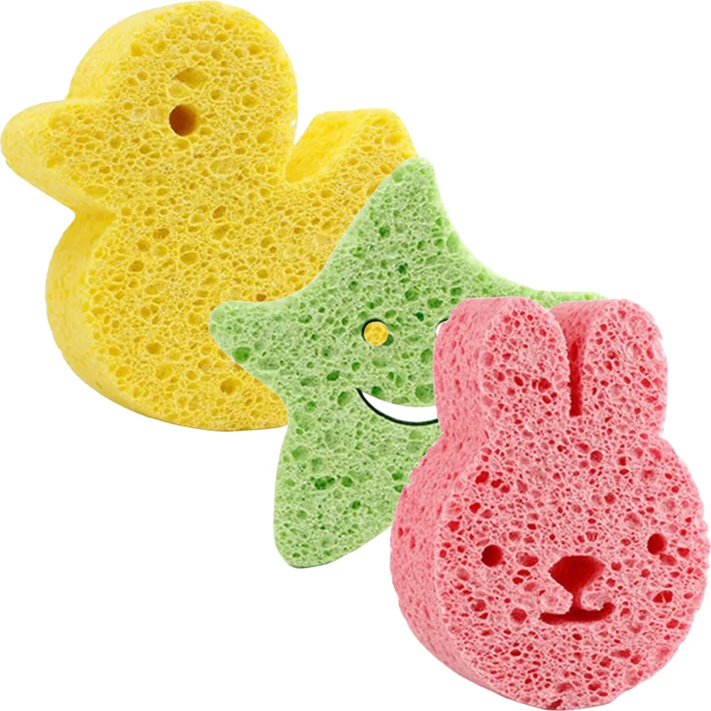 

3pcs Cartoon Baby Bath Sponges Toddler Bath Scrubbers Kids Lovely Shower Scrubbers Toys