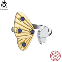 orsa jewels 925 sterling silver natural lapis lazuli ring for women adjustable butterfly ring genuine gemstone jewelry gmr10
