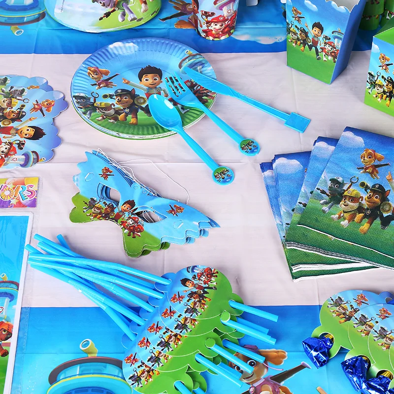 

Paw Patrol Cartoon Theme Birthday Party Decorations Supplies Anime Figures Marshall Chase Disposable Tablewares Birthday Gifts