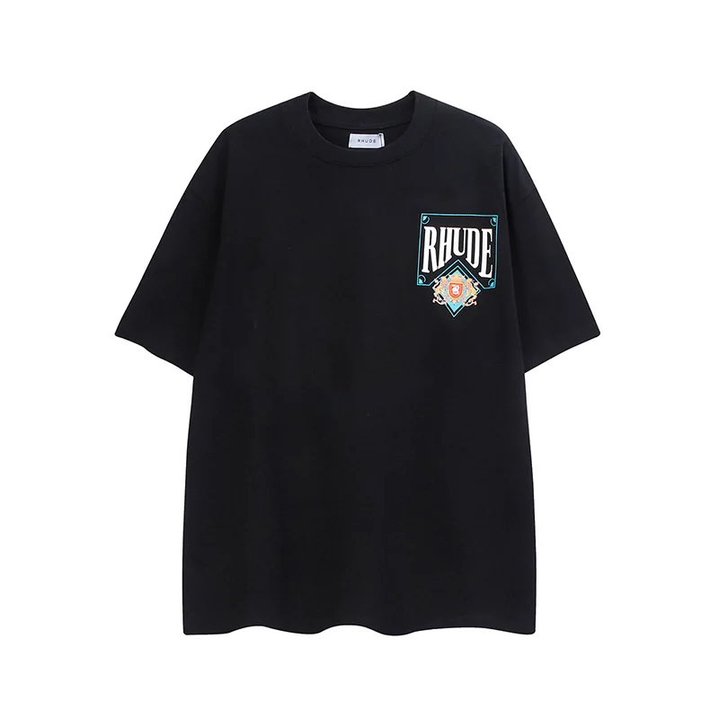 

Men Women Trophy Series Card Printing Streetwear Rhude Tee Top High Street Oversized Vintage Fashion Casual Green RHUDE T Shirt