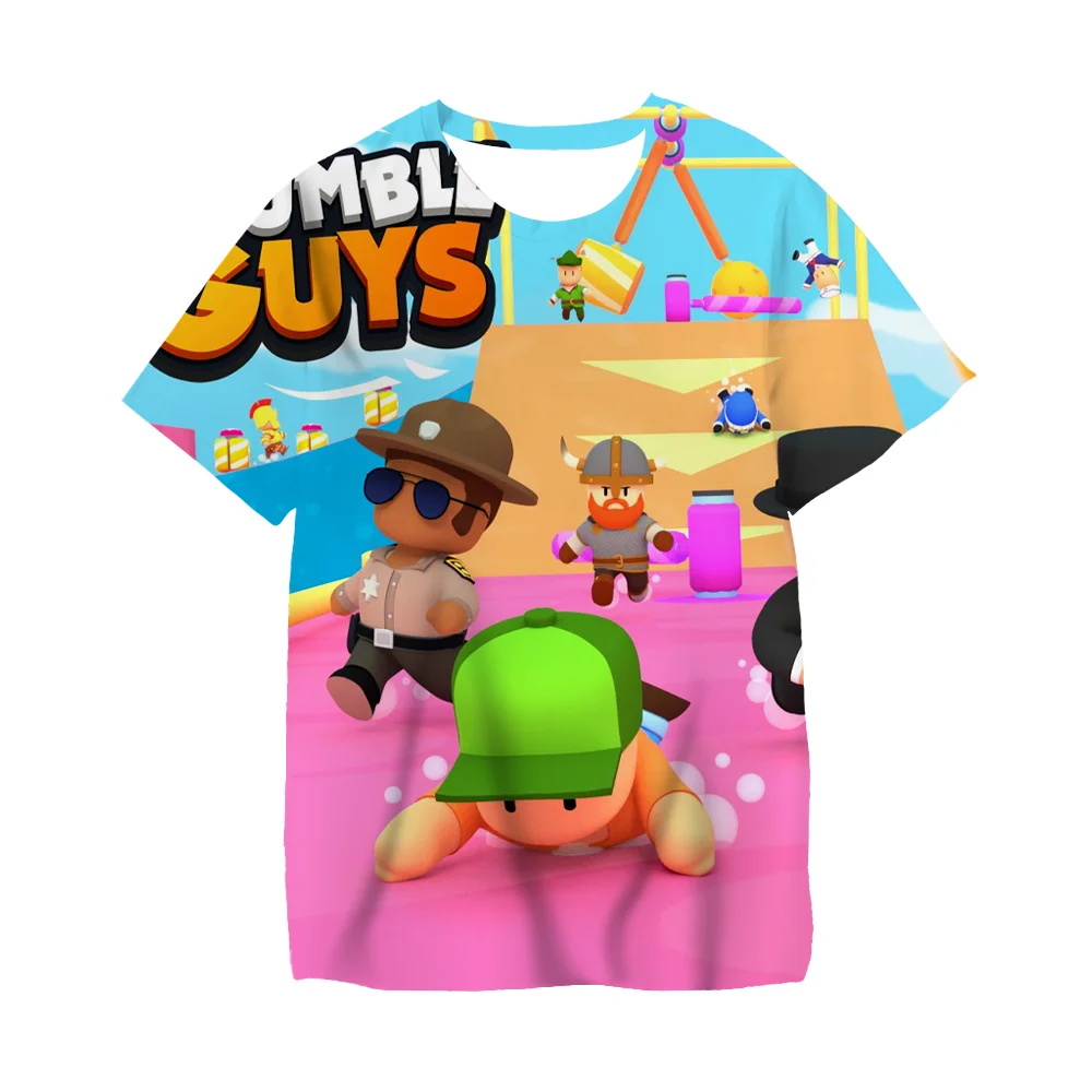 

Kawaii Stumble Guys Shirt Boy T-shirt Shorts Cartoon Tees Kids Clothing Baby Kid Girls Tops Children Clothes Summer Short Sleeve
