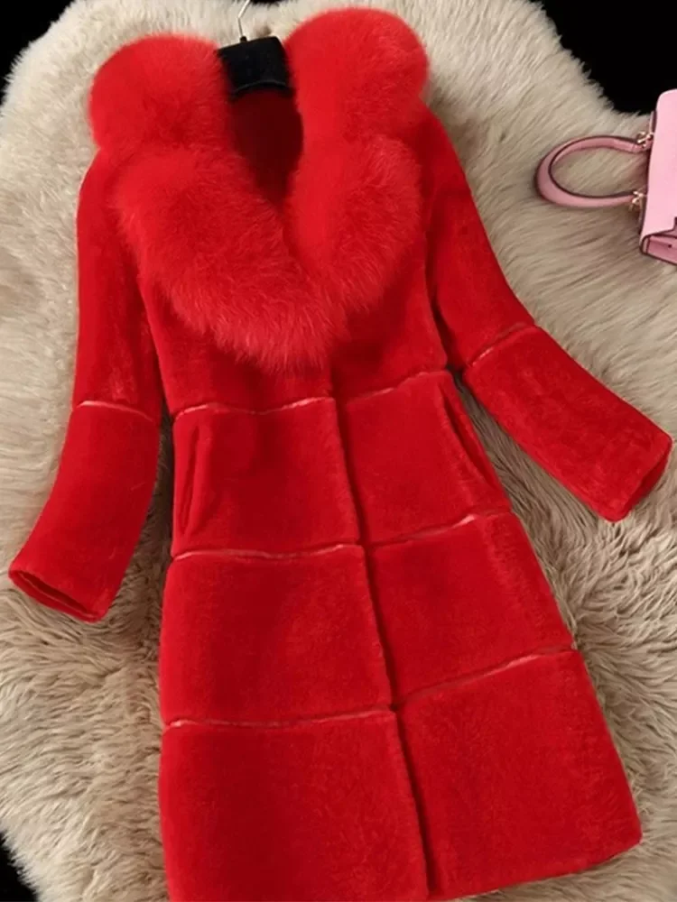 New in Winter Faux Fur Coat Women Thick Long Sleeve Jacket Fashion Women Fake Fur Collar Outerwear Women Warm Faux Fur Coat y2k