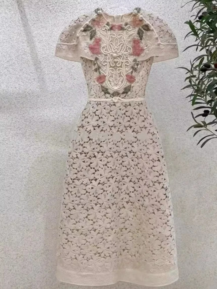 Женское кружевное платье-трапеция винтажное привлекательное Сетчатое платье с