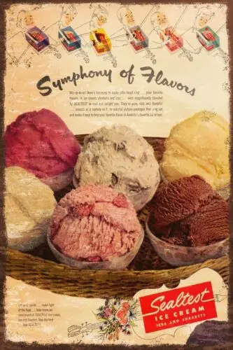 Запахи мороженого Sealtest винтажный рекламный новый металлический знак зубной