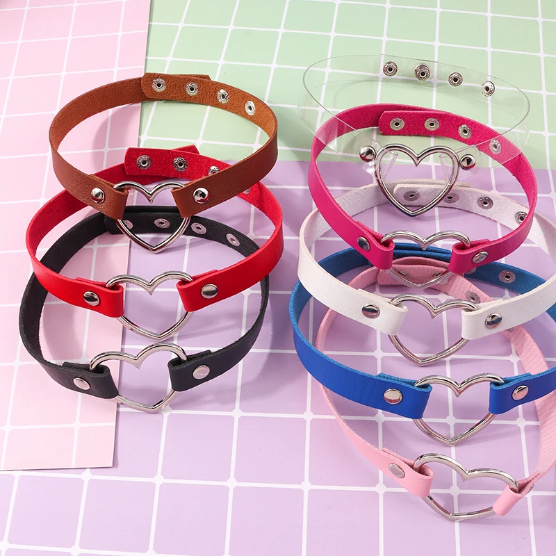 

Fashion PU Leather Heart Choker Necklace Sexy Women Chocker Necklaces Punk Statement Jewelry Collier Wedding Bride Jewelry Gifts