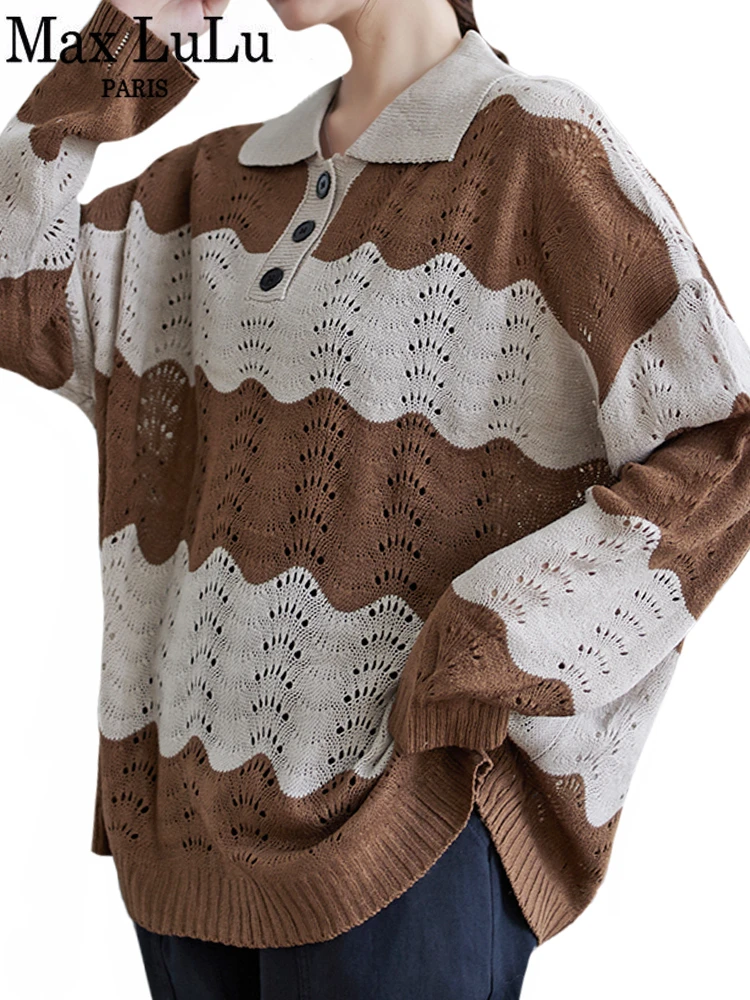 

Max LuLu 2023 зимний Повседневный пуловер Женская мода свободные сетчатые свитера женские элегантные роскошные оверсайз Джемперы Классическая трикотажная одежда