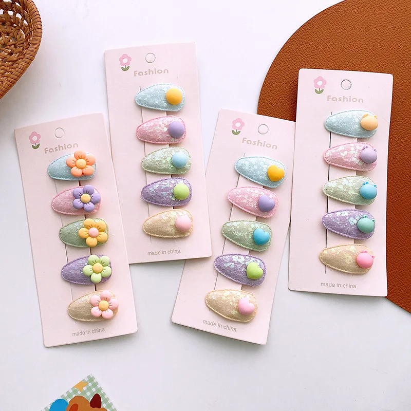 

5 шт./комплект, детские заколки для волос с блестками