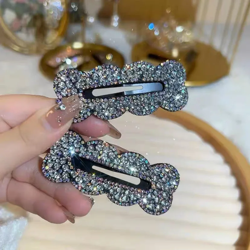 

TwinkLei 2Pcs Rhinestone Hairpin Retro Side Hair Clips Accessories For Women Shinning Headwear Elegant Barrettes