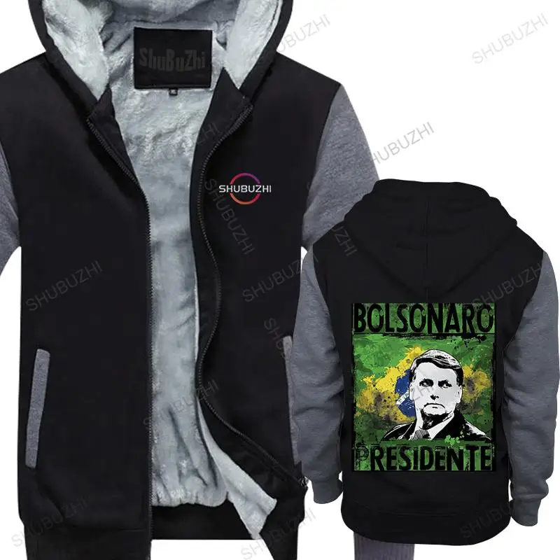 

Bolsonaro Presidente Jair Bolsonaro Black Cotton Men hooded zipper Classic Quality High Style Round Style winter jacket Jersey