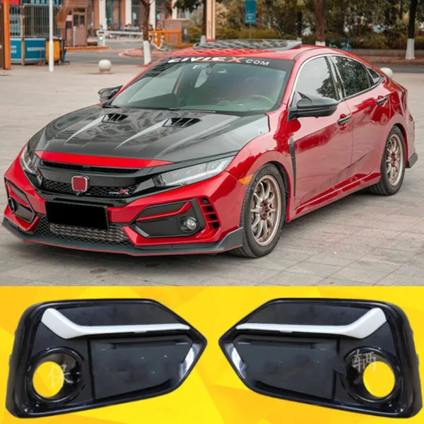 

Carbon fiber Automobile front bumper grille fog lamp decorative cover For Honda 10th generation Civic hatchback 2021