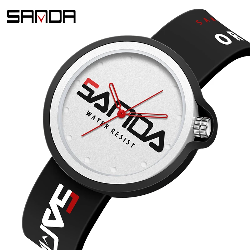 

Sanda-Children Cool Watch Silicone Strap Quartz Simple Student Trend Quartz Watch Waterproof Casual Sports Watch
