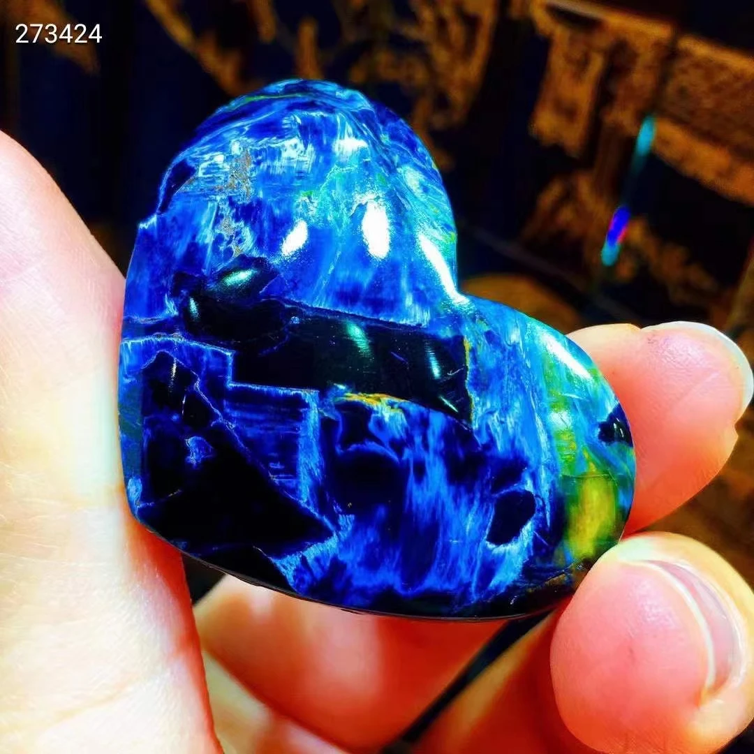 

Natural Blue Pietersite Pendant Heart Love Cat Eye Women Men Pietersite 29x39x8.5mm Namibia Necklace Jewelry AAAAAA