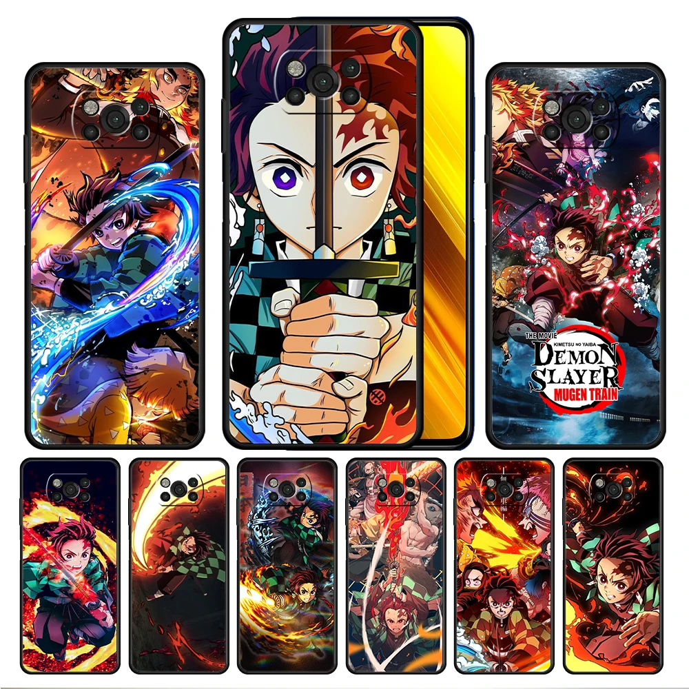 

Demon Slayer Anime Case Cover for Xiaomi Poco X3 NFC X4 F1 F2 F3 Redmi Note 9s 9 8 8T 10 11S Pro Luxury Soft Fashion Shockproof