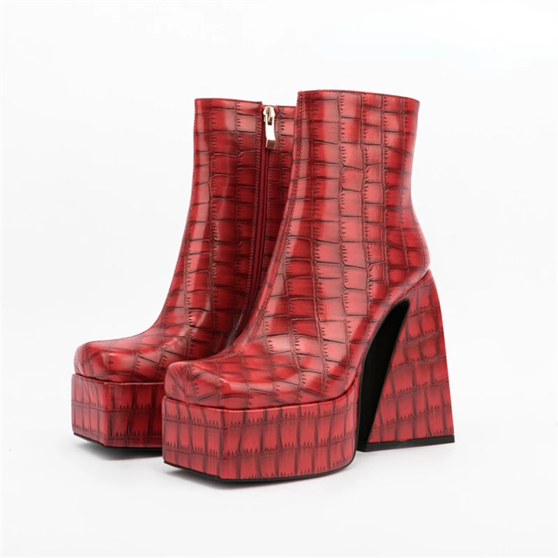 

Lilyptuart Ankle Boots Women, Fashion High-end Platform Shaped Heel High Heel Boots, Chunky Heels Zipper Designer Shoes Green 45