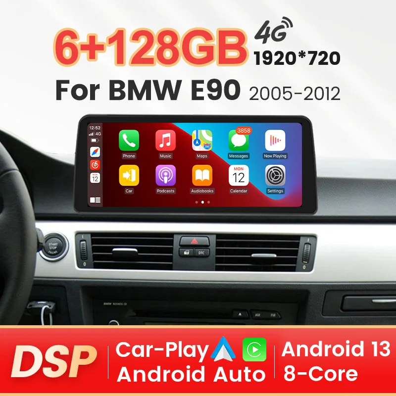 

Android 13 беспроводной Carplay Android Авто AI голосовой мультимедийный плеер 4G SIM GPS навигация все в одном для BMW 3 E90 E91 E92 E93