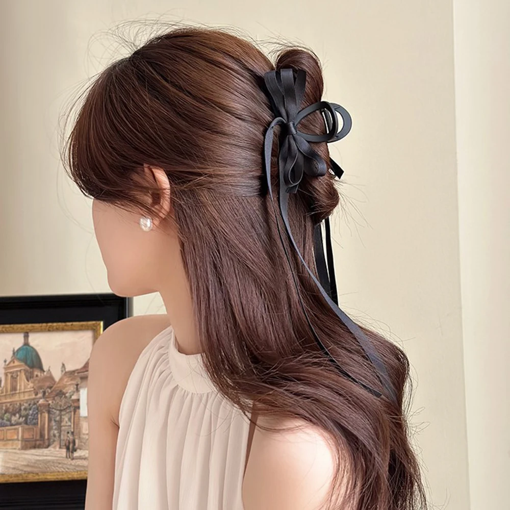 Длинная шелковая лента с бантом заколка для волос трендовые цвета заколки-пряжки