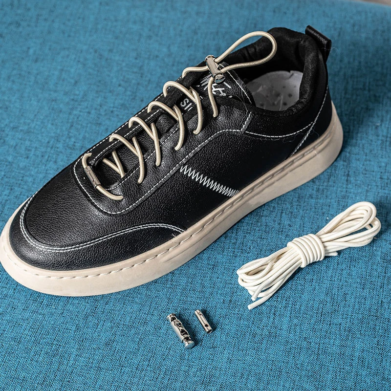 

1Pair Lazy No Tie Shoe Laces Elastic Shoelaces Round Metal Buckle Kids Adult Quick Lock Leisure Sneakers Lazy Lace 19 color